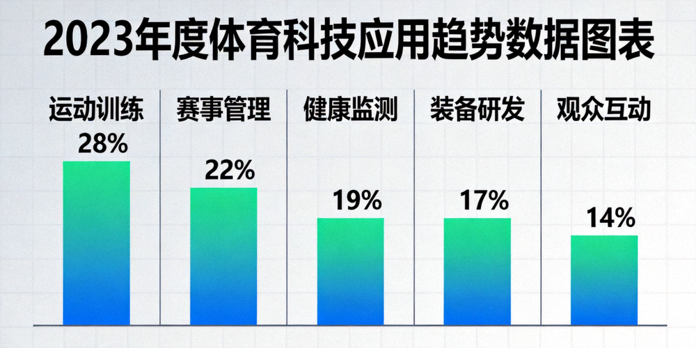 2023年度体育科技应用趋势数据图表 - 显示各领域增长百分比