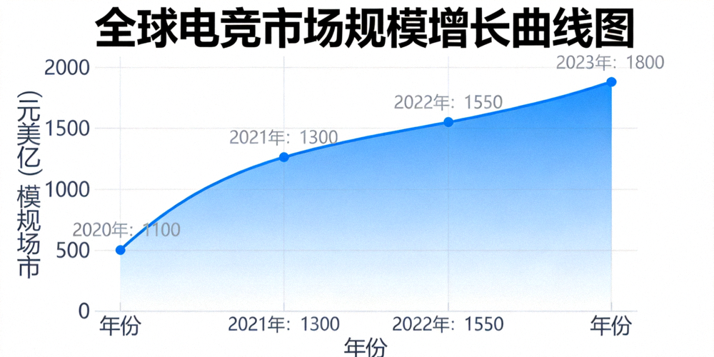 全球电竞市场规模增长曲线图 - 展示逐年上升趋势