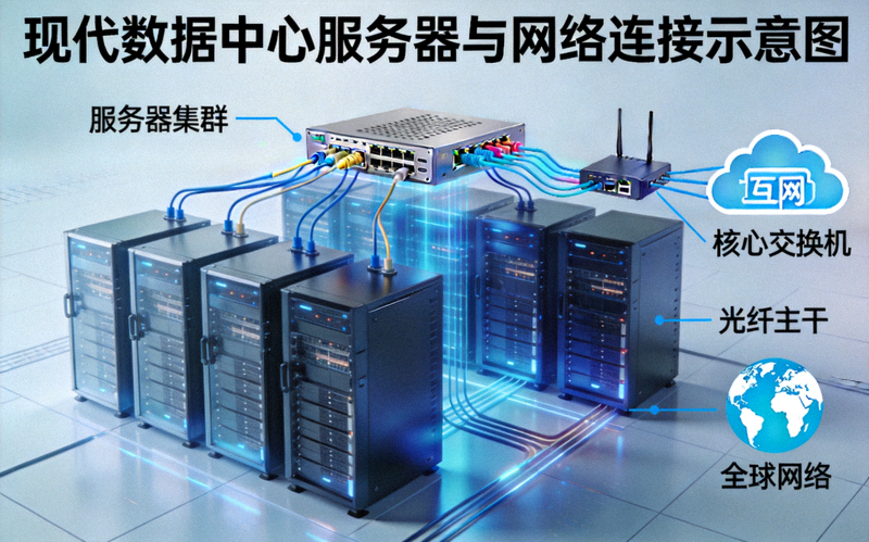 现代数据中心服务器与网络连接示意图 - 代表平台背后的强大技术支撑