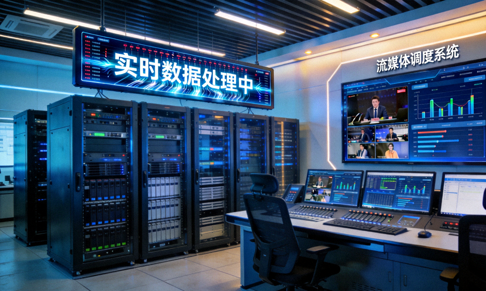 爱游戏电竞先进技术控制中心内景 - 展示实时数据处理与流媒体调度系统