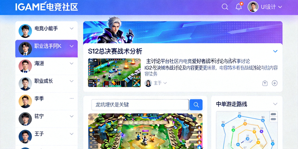 电竞爱好者在IGAME平台社区内进行战术讨论与内容分享的界面展示