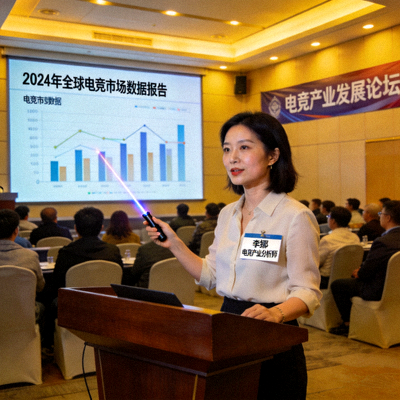 知名电竞产业分析师李娜女士在分享电竞市场数据报告