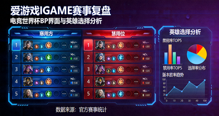 电竞世界杯BP界面与英雄选择分析 - 爱游戏IGAME赛事复盘