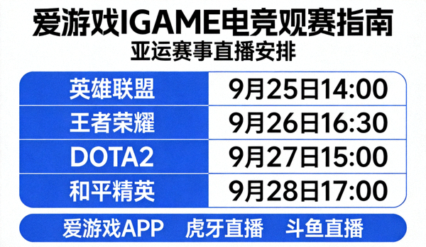 爱游戏IGAME电竞观赛指南 - 亚运赛事直播安排