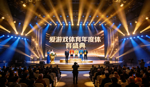 爱游戏体育年度体育盛典颁奖现场，舞台灯光璀璨