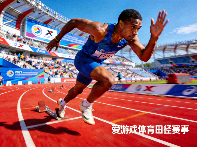 田径跑道上运动员全力冲刺的竞技场景 - 爱游戏体育田径赛事
