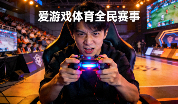玩家手持游戏手柄进行体育竞技游戏操作 - 爱游戏体育全民赛事