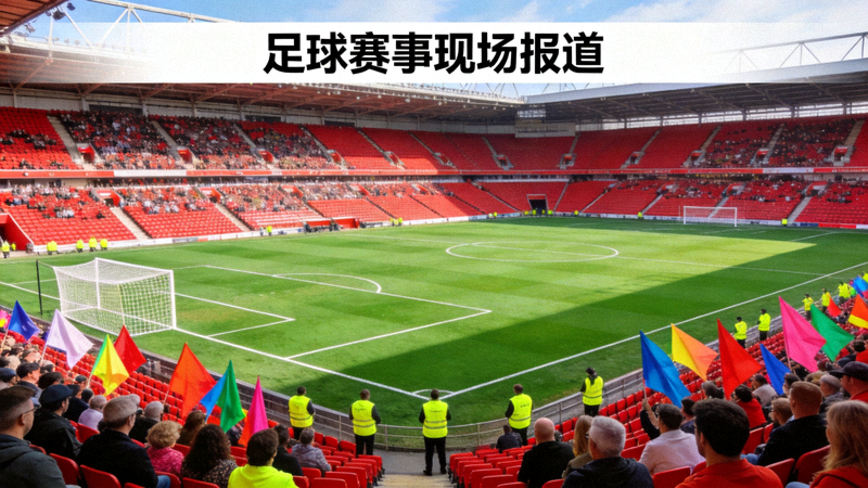 绿茵足球场全景与看台观众，足球赛事现场报道配图